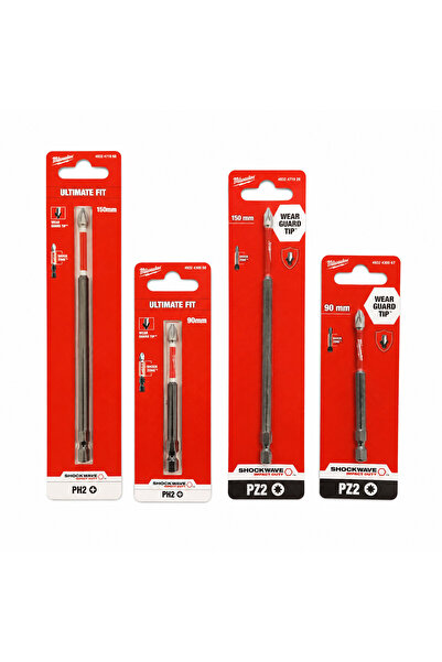 Milwaukee Shockwave Ph2 & Pz2 Darbeli Tornavida Ucu Seti 4 Parça | 90 mm + 15...