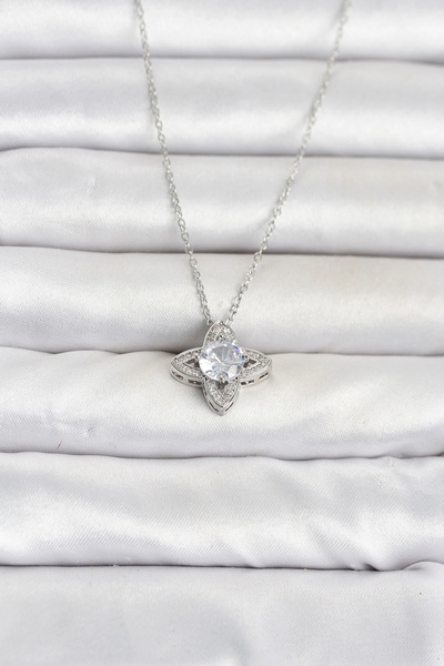 ARMÜZ 316L Steel Chain Silver Color Clover Model Women's Necklace