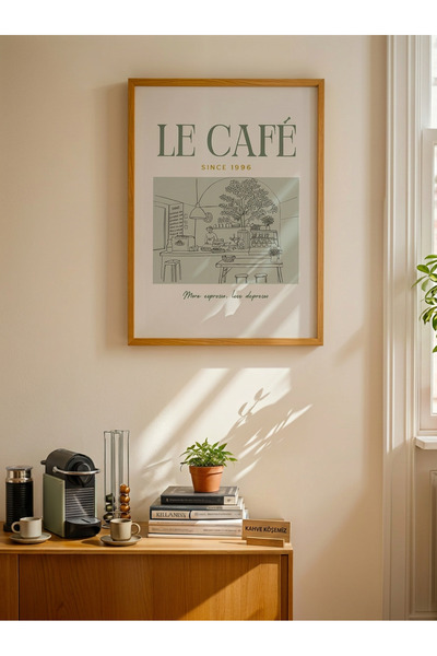 Creatick Design Kahve Köşesi Ahşap Çerçeveli İskandinav Tablo Mutfak ve Coffe...