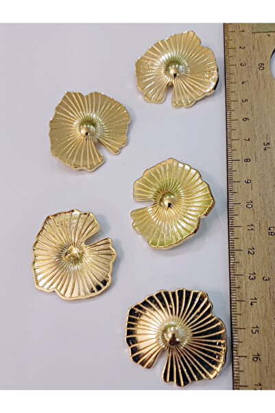 SEMUME Gold Color Leaf Model Large Size Button (5 Pieces)
