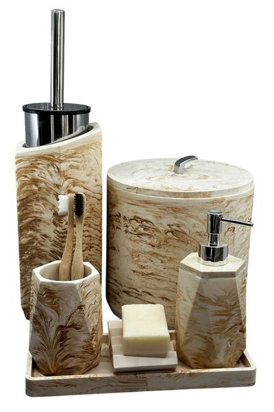 Empressco 8 Piece Marble Pattern Bathroom Set, Modern and Stylish Design