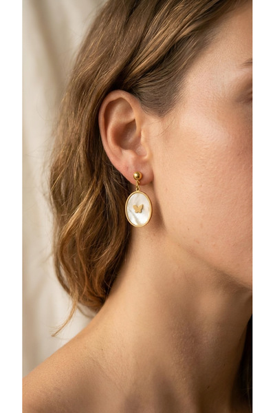ILSA Stone Butterfly Medallion Earrings