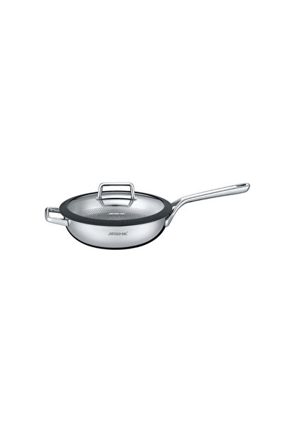 Arshia Stainless Steel Wokpan with Lid 26 cm