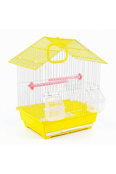 Golden cat House-Shaped Bird Cage for Budgies & Cockatiels – Durable Metal Ca...