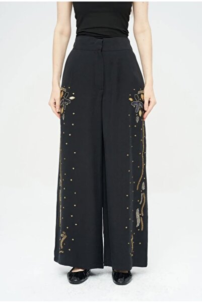 Aynaz Orfeonegro 45343 beaded side pants black
