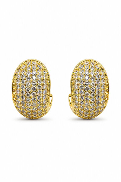 Jack Ferrero Yellow Color Stone Oval Hoop Earrings Women's Bijouterie Earrings