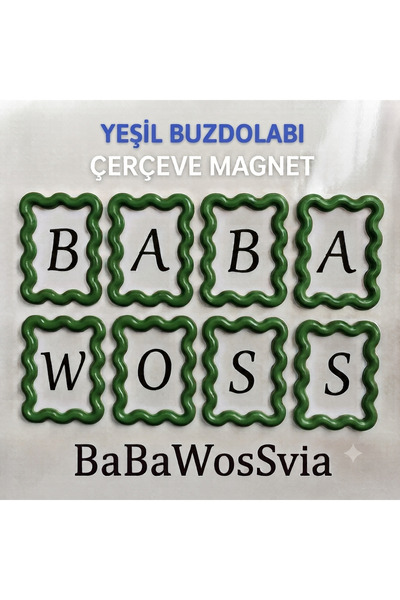BaBaWoSs Buzdolabı Magnet YEŞİL Çerçeve Figürlü Yüksek Kaliteli Baskı 1 Adet