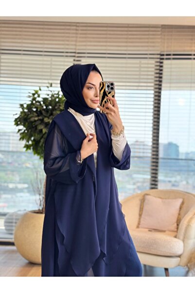 HEAWENİST HWN6283 قبعة شيفون بغطاء للرأس باللون الأزرق الداكن