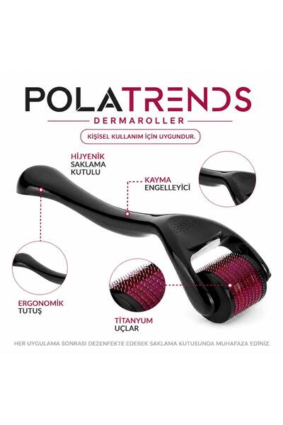 POLATRENDS Titanyum Uçlu 540 Iğneli Derma Roller 0.5 Mm Iğne M 0009 Saç Kaş Serum Kullanımına Uygun