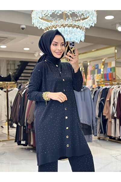 ALANURMODA 25195 Cardigan Stone Set Black