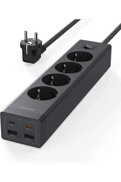 TESSAN Πολύπριζο 4 θέσεων με 2 USB-A, 2 USB-C, διακόπτη και καλώδιο 2μ. Κωδικ...