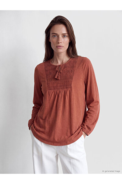 LC Waikiki I Tie-Detail Roba Collar Embroidered Blouse from Freezen Store