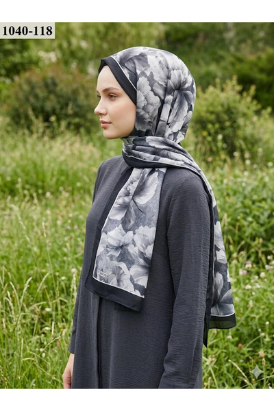 Genel Markalar Moon Scarf Soft Pamuk Şal (Siyah-Gri) 1040-118