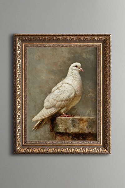 epiqart White Dove – Vintage Patterned Painting – Thick Model