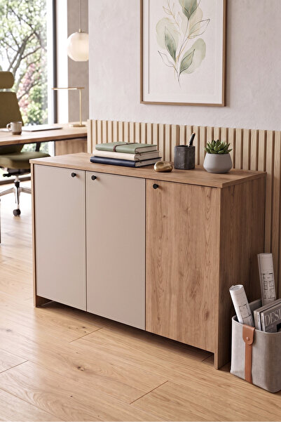 Yurudesign Alva 120x40 cm Ofis Dolabı Klasör Dolabı Konsol Çok Amaçlı Dolap S...