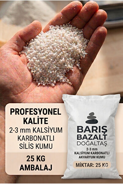 Barış bazalt doğaltaş 25 Kg 2-3 mm Beyaz Akvaryum Kumu Kalsiyum Karbonatlı Si...
