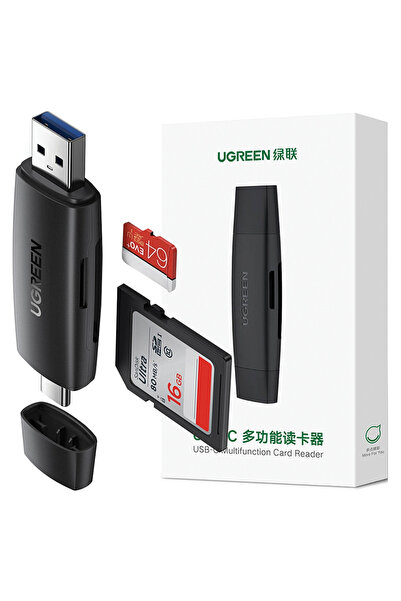 Ugreen Adaptor USB-C pentru cititor de carduri SD MicroSD pentru computer și ...