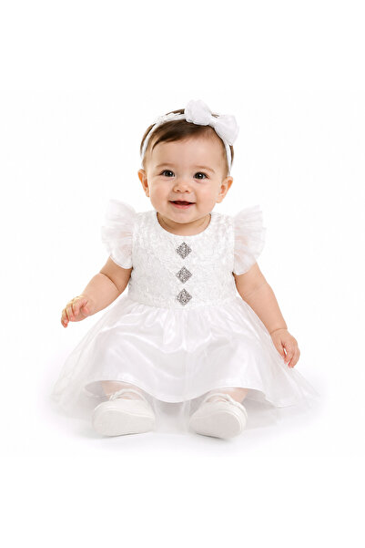 Generic Children's Dress with Tulle Skirt and Lace Applique for Special Occas...