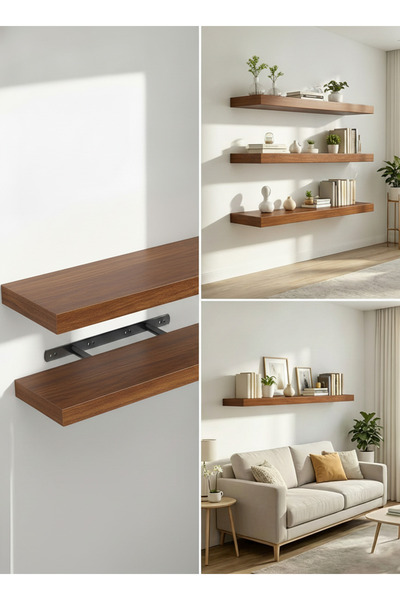 The Living 100cm Wooden Finish Open Flat Wall Shelf | Independent Floating Shelf with Concealed Internal Mount | Smart Space-Saving