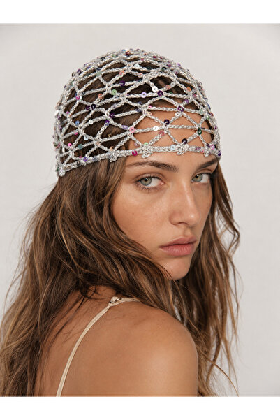 ByBurcuGuler Colorful Sequin and Glitter Detailed Knitted Hair Accessory