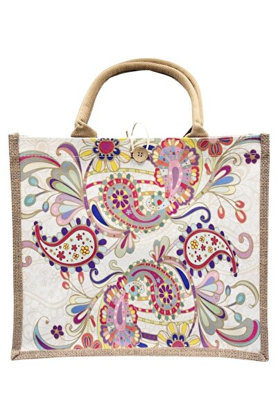 OEM Geantă de iută - Geantă tip tote ORIENT, Maro/Multicolor, 36x16x32 cm