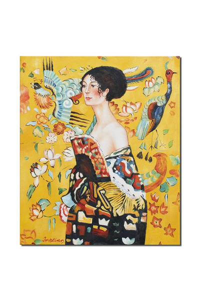 artnova Famous hand-painted painting, Lady with a Fan, 60x50cm oil on canvas,...