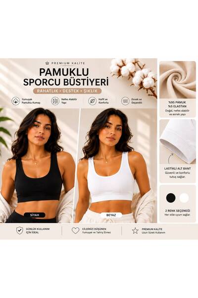 twenty ipek 2-Pack Women's Thick Strap Cotton Sports Bra for Daily and Sports...