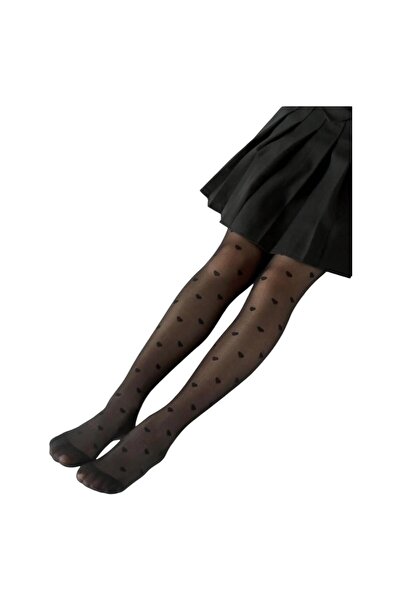 OEM Dresuri pentru fetite, negre cu inimioare, lycra, 11-14 ani, 141-164cm, 2...