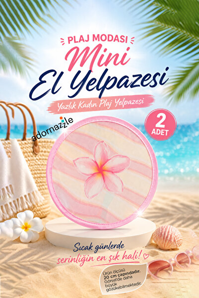 adornazzle Plaj Modası Mini El Yelpazesi, Yazlık Kadın Plaj Yelpazesi, Katlan...