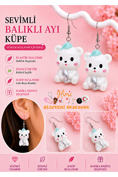 himi bijuteri aksesuar Cheerful Cute Fish Bear Animal Figured Dangle Earrings...