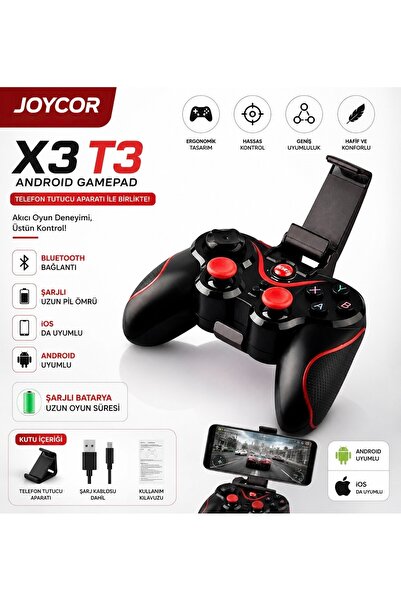 JOYCOR X3 T3 Bluetooth Kablosuz Gamepad Android & iOS Uyumlu Şarjlı Oyun Kolu...