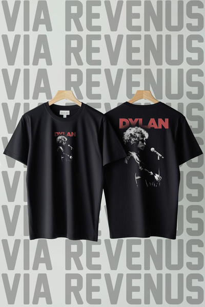 Vordevia Bob Dylan Front and Back Printed Wide Fit 100% Cotton Tshirt