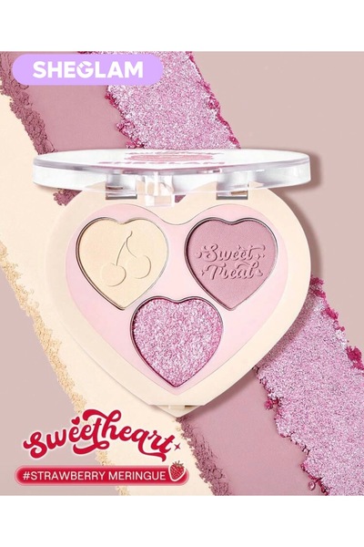 SHEGLAM Sweetheart 3'lü Göz Farı Paleti - #Strawberry Meringue Kalp Tasarımlı...