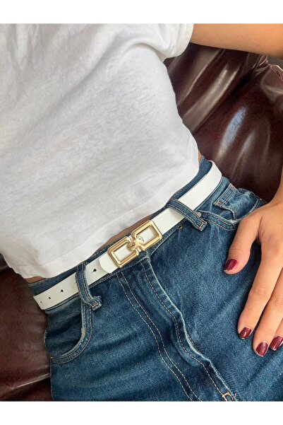 LİA KEMER Major Double Rectangular Buckle Belt Waist Belt Coat Belt Dress Bel...