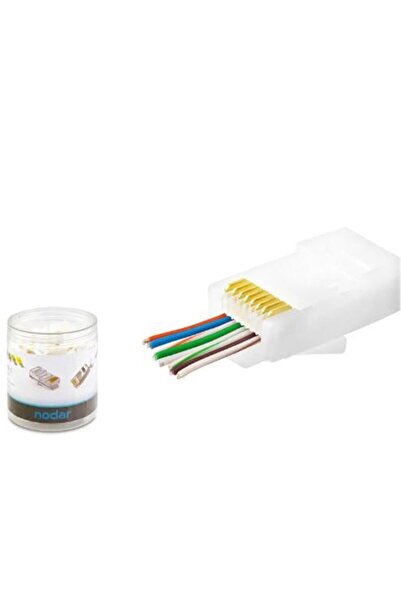 Universal NODAR ND2406 CAT6 EZ RJ45 موصل 100 قطعة في صندوق بلاستيكي - أبيض