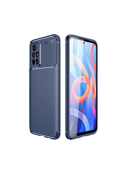 tekno grup Xiaomi Poco M4 Pro 5g Case Carbon Look Silicone with Camera Protec...