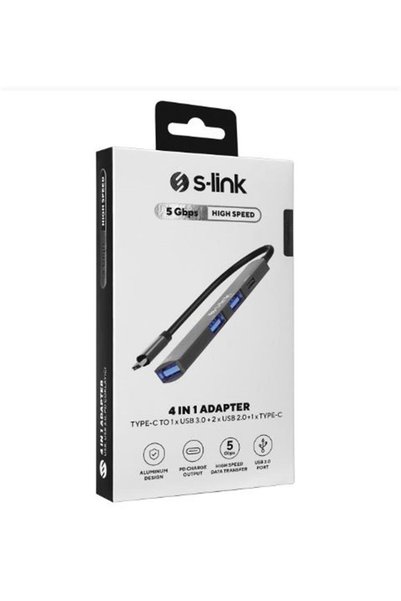 Universal S-link swv-usbc023 4 in 1 gray metal typec to 2-usb2.0 usb 3.0, pd ...