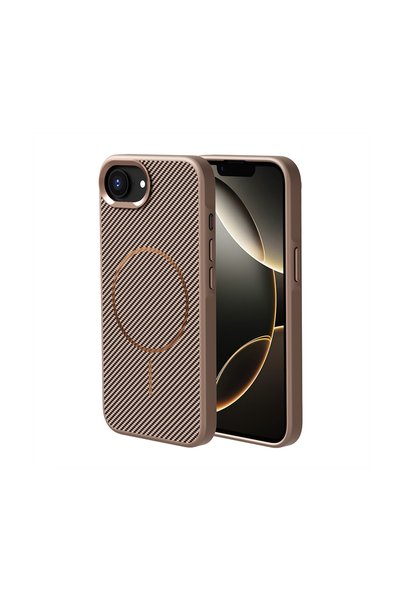 zore iPhone 17E Case Magsafe Carbon Fiber Look Metal Camera Raised Silicone Senk
