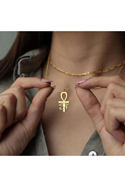 N!da Jewelry 925 Ayar Gümüş Tasarım Ankh Ra'nın Gözü Sembol Kolye