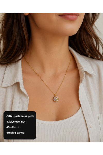 HER ŞEY NOTA www.herseynota.com Florenza Colorful Stone Flower Women's Neckla...