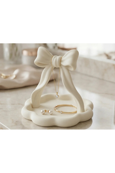 Memania Co Coquette Bow Design Jewelry Organizer Aesthetic Makeup Table Stand Tray