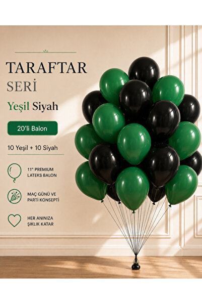 Marlon Balon Fan Series Green Black 20 Balloons Match Day Birthday Party Deco...