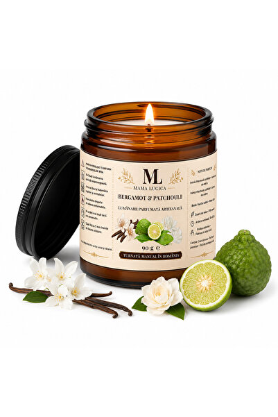 mama lucica Bergamot & Patchouli – Lumânare Parfumată 90 g