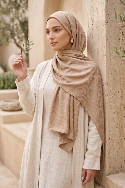EBRUTESETTÜR Modern Ring Pattern Jacquard Shawl Series Beige