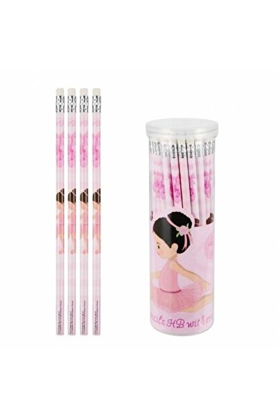 Starpak Creioane Balerina, HB cu radiera, in tub, Roz, 48 buc