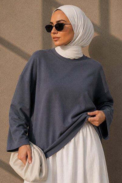 AFVENTE Vessa Oversize Basic Blouse Anthracite Standard