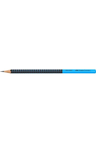 OEM Set 12 creioane Grip 2001, Faber-Castell, Lemn/Grafit, Negru/Albastru