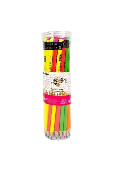 fandy Set creioane cu radiera, Fandy, Grafit, HB, 36 bucati, Multicolor