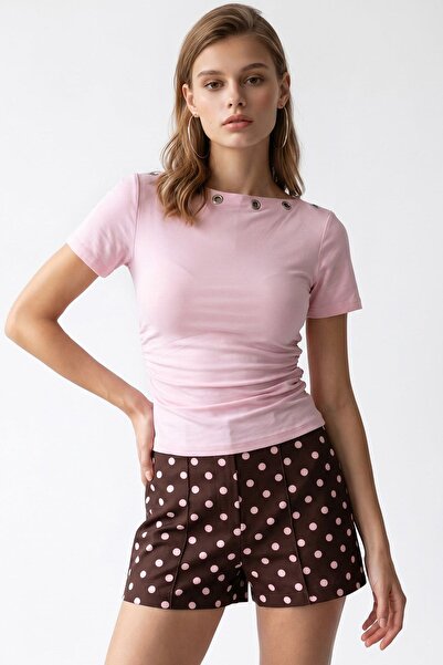 Hiccup MIXRAY Tricou Damă Slim Fit Cu Decolteu Bărcuță