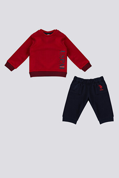 U.S. Polo Assn. Βρεφικό σετ λεπτομέρειας Red Snap Collar 2 τεμ